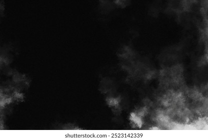 Abstract black and white realistic smoke clouds with shadow overlay effect background. Mystery dark background with spooky white light and fog. Vector illustration of smoky mist toxic vapor on floor.