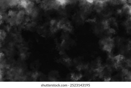 Abstract black and white realistic smoke clouds with shadow overlay effect background. Mystery dark background with spooky white light and fog. Vector illustration of smoky mist toxic vapor on floor.