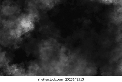 Abstract black and white realistic smoke clouds with shadow overlay effect background. Mystery dark background with spooky white light and fog. Vector illustration of smoky mist toxic vapor on floor.