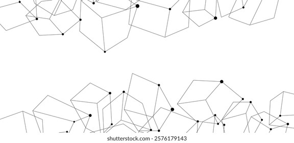 abstract black white rectangle. geometric polygon texture background. scientific technology. network concept.
