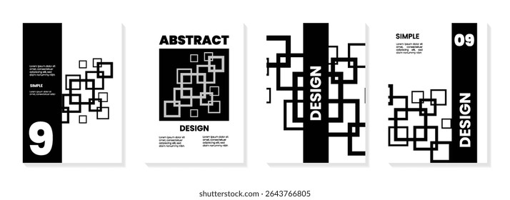 Abstract black and white rectangular shapes. Simple layout for poster, cover and flyer template. A4 size template