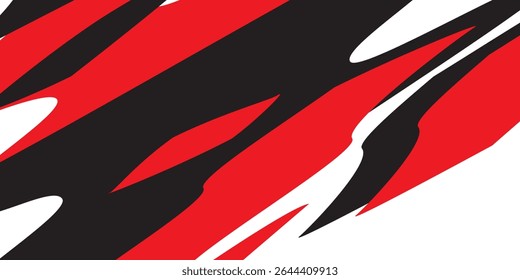 Fundo preto e branco vermelho abstrato com linhas de ziguezague e padrões de pontas. Vetor moderno