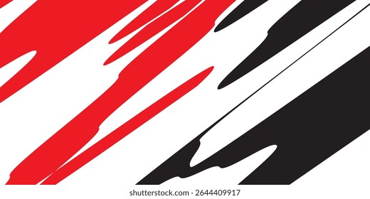 Fundo preto e branco vermelho abstrato com linhas de ziguezague e padrões de pontas. Vetor moderno