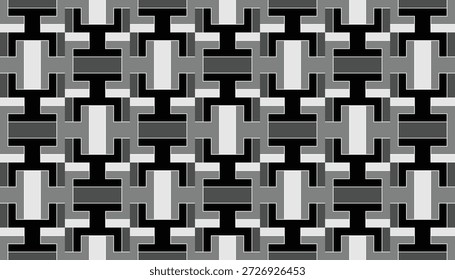 Abstractas patrón de repetición en blanco y negro con Formas de letra H. Ilustración vectorial tipográfica minimalista para branding