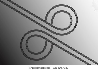 Abstract black and white retro pattern of black lines on a white background.
