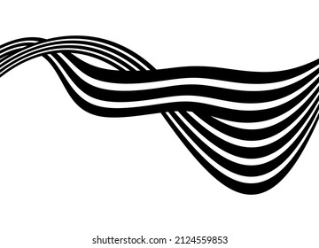 Abstract black and white ribbons of black interlacing lines on a white background.
Trendy vector background.