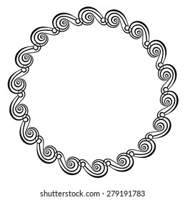 Abstract black and white round frame