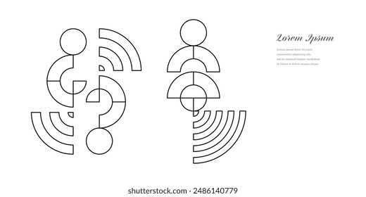 abstract black white round. geometric circle icon background. retro styled pattern. traditional concept.