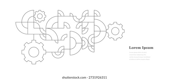abstract black white round. geometric gear wheel texture background. retro styled pattern. technological concept.