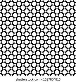 Abstract black and white round illustration. Geometric seamless pattern with polka dots ornament. Template design for web page, textures, card, poster.