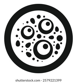 Abstract black and white round shape with circles creating a pattern, perfect for any project that requires a simple yet eye catching design