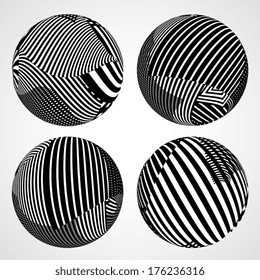 abstract black and white round style stripe shape background