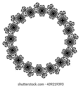 Abstract black and white round vector frame.