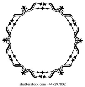 Abstract black and white round vector frame.