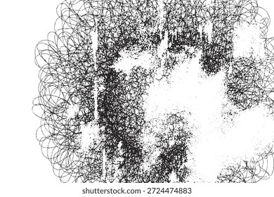 Abstract Black and White Scribble Ink Frame Texture Background