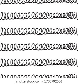 Abstract black and white scribble seamless pattern in vector. Trendy fashion print for textile, apparel,wrapping,wallpaper
