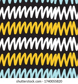 Abstract black and white scribble seamless pattern in vector. Trendy fashion print for textile, apparel,wrapping,wallpaper