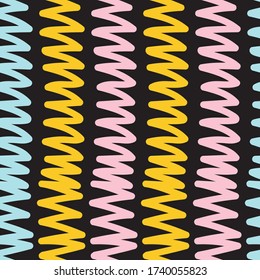 Resumen del patrón transparente de garabatos en blanco y negro en el vector. Impresión de moda para textiles, prendas de vestir, envolturas, papel pintado