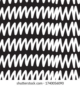 Abstract black and white scribble seamless pattern in vector. Trendy fashion print for textile, apparel,wrapping,wallpaper