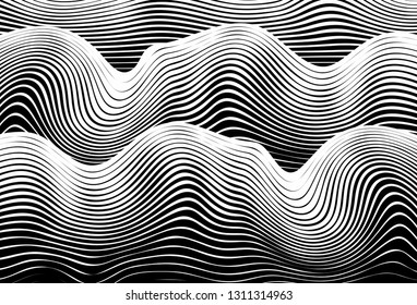
Abstract black and white sea waves. Modern Vector Background