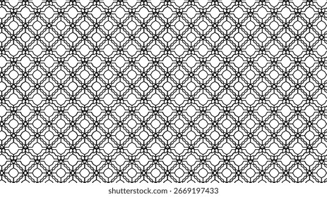Abstrakter schwarz-weißer nahtloser Hintergrund mit geometrischer Linienstruktur, minimalem orientalischen Stil, Vektortapete und modernem Fliesenmuster für den Innen- und Dekorationsbereich