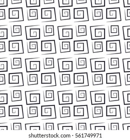 Abstract black and white seamless background, repeating texture of square spirals, vector illustration.