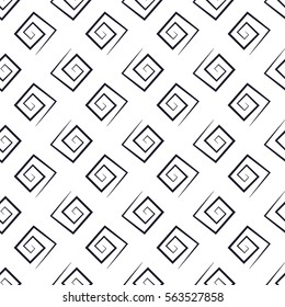 Abstract black and white seamless background, repeating texture of square spirals, vector illustration.