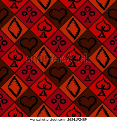 Abstract black and white seamless background of playing card suits