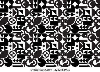 Abstract black and white Seamless Geometric Mosaic. Pattern for Abstract Backgrounds, Cards, Banners, Placards and Posters Designs. Black Label for Company Logotype. Vector illustration