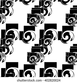 Abstract black and white seamless geometric pattern. Vector background for print onto fabric, textile and wallpaper. 
