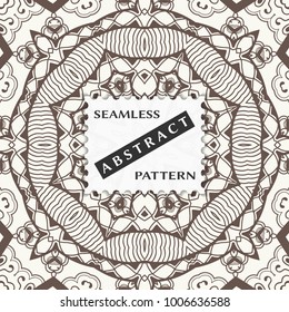 Abstract black and white seamless pattern. Monochrome geometric linear background with label of the postage-stamp shape. Isolated elements