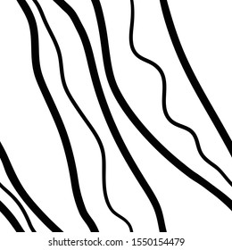 Abstract black and white seamless pattern with diagonal wavy lines