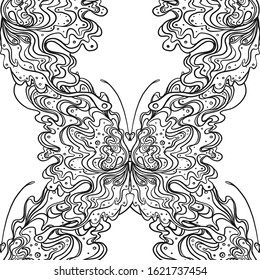 Abstract black and white seamless pattern Art Nouveau. Jugendstil. Modern background. Vector illustration. Design for wallpaper art, coloring.