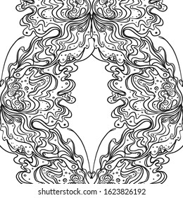 Abstract black and white seamless pattern Art Nouveau. Jugendstil. Modern repeating background. Vector illustration. Design for wallpaper art, coloring, nature and spirituality.