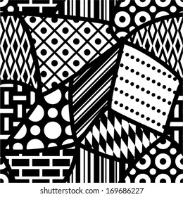 Abstract black and white seamless pattern. 