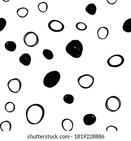 Abstract Black and White Seamless Pattern. Vector Dotted Textured Background.