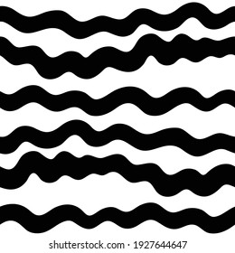 Abstract black and white seamless pattern witn wavy lines