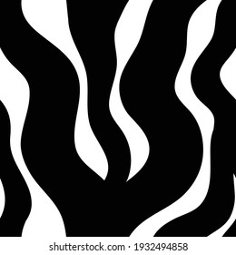 Abstract black and white seamless pattern witn wavy lines