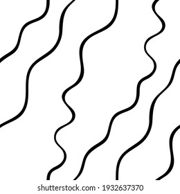 Abstract black and white seamless pattern witn wavy lines