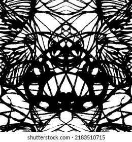 Resumen del patrón de mariposas sin costuras en blanco y negro. Pintura y pincel de textura. Ilustración del vector