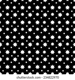 Abstract Black and White Seamless Pattern with stars