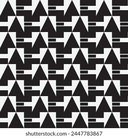 Abstract black white seamless pattern. Geometric vector hipster textile background. 
