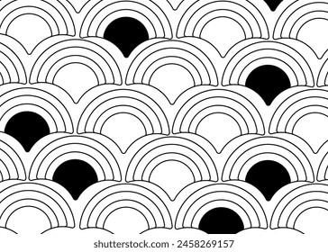 Abstract black and white seamless pattern and background design.