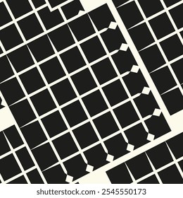 Abstract black and white seamless pattern. Urban art texture with chaotic shapes, triangles, lines, stripes. Monochrome graffiti style vector background. Simple repeat design for tileable print, decor