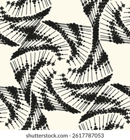 Abstract black and white seamless pattern. Urban art texture with chaotic shapes, triangles, lines, stripes. Monochrome graffiti style vector background. Simple repeat design for tileable print, decor