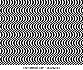 Abstract black and white seamless pattern of wavy stripes. Vector eps 10.