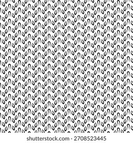 Abstract Black and White Seamless Pattern with Leaf Shapes Design