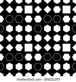 Abstract black and white seamless pattern. Vector geometric background for creating card, web page background, wallpaper and textile.