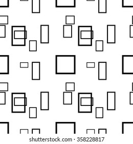 Abstract black and white seamless pattern with rectangles. Vector background.