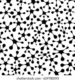 Abstract black and white seamless pattern with blots. Vector illustration.